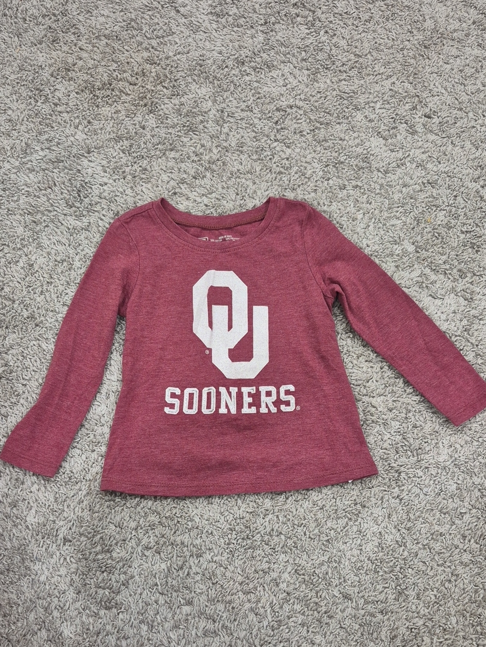 Oklahoma Kids Long Sleeve Tee - Crimson